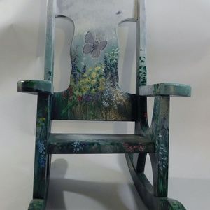 Hand Painted Doll Rocking Chair - by Artist Konnie K